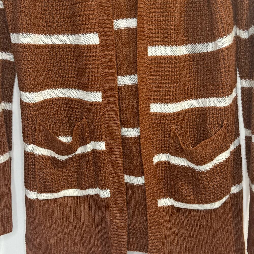 Moondance Knit Striped Hooded Long Cardigan Size M - Picture 3 of 6